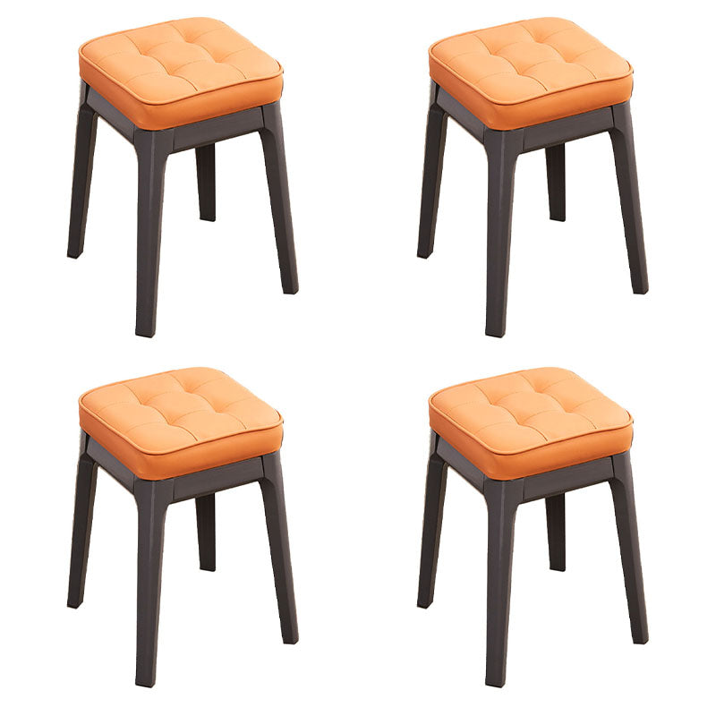 Contemporary Leather Standard Square Standard with Black/Brown/Grey Legs for Home Orange 4 Piece Set Gray Clearhalo 'furn' 'furn_ottomans_poufs' 'Furniture' 'Living Room Furniture' 'Ottomans & Poufs' 'ottomans_poufs' 7587528
