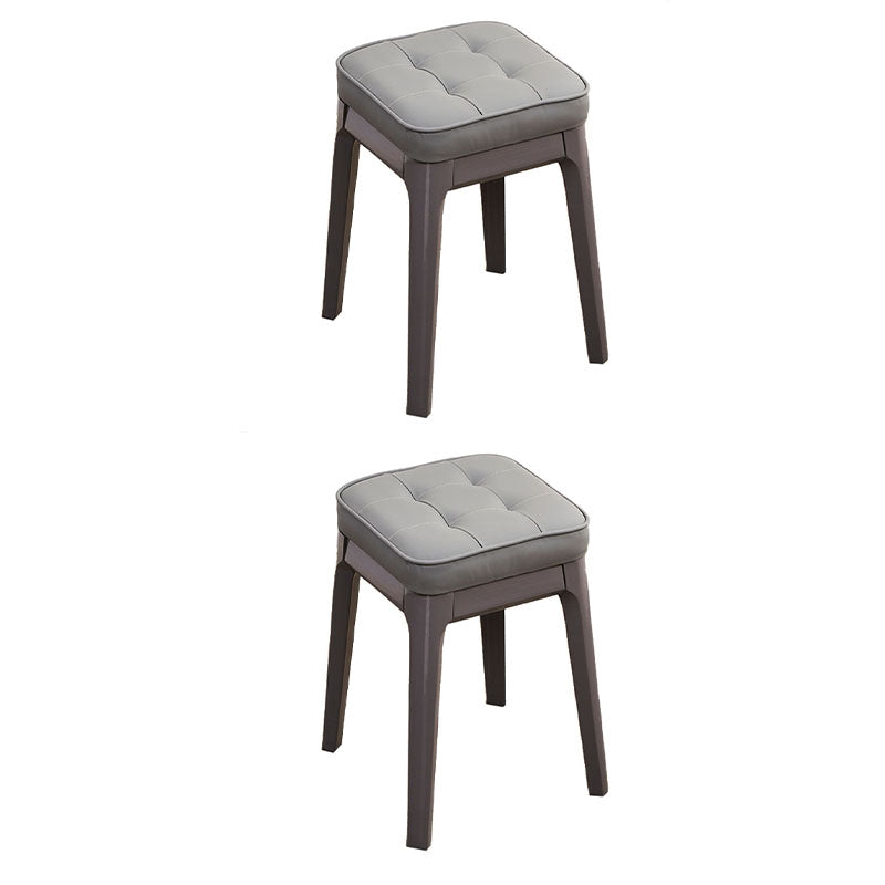Contemporary Leather Standard Square Standard with Black/Brown/Grey Legs for Home Gray 2 Piece Set Gray Clearhalo 'furn' 'furn_ottomans_poufs' 'Furniture' 'Living Room Furniture' 'Ottomans & Poufs' 'ottomans_poufs' 7587531
