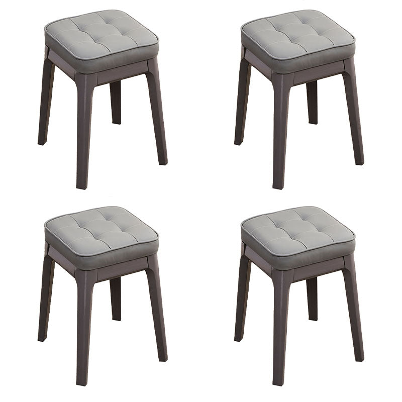 Contemporary Leather Standard Square Standard with Black/Brown/Grey Legs for Home Gray 4 Piece Set Gray Clearhalo 'furn' 'furn_ottomans_poufs' 'Furniture' 'Living Room Furniture' 'Ottomans & Poufs' 'ottomans_poufs' 7587532