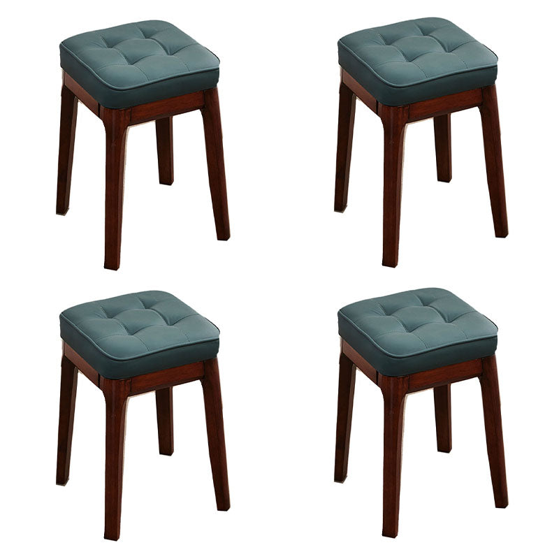 Contemporary Leather Standard Square Standard with Black/Brown/Grey Legs for Home Green 4 Piece Set Walnut Clearhalo 'furn' 'furn_ottomans_poufs' 'Furniture' 'Living Room Furniture' 'Ottomans & Poufs' 'ottomans_poufs' 7587534