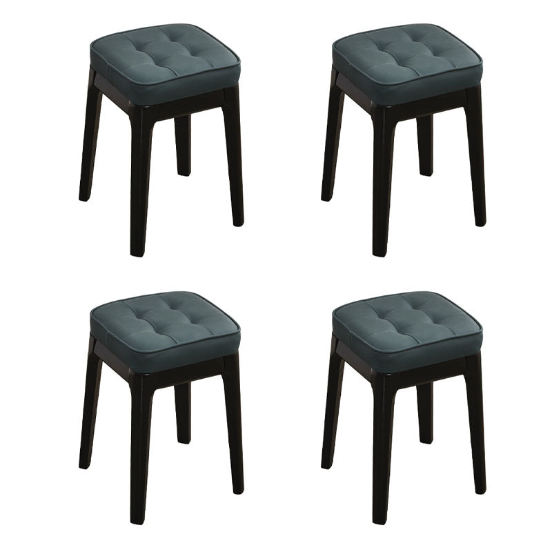 Contemporary Leather Standard Square Standard with Black/Brown/Grey Legs for Home Green 4 Piece Set Black Clearhalo 'furn' 'furn_ottomans_poufs' 'Furniture' 'Living Room Furniture' 'Ottomans & Poufs' 'ottomans_poufs' 7587536