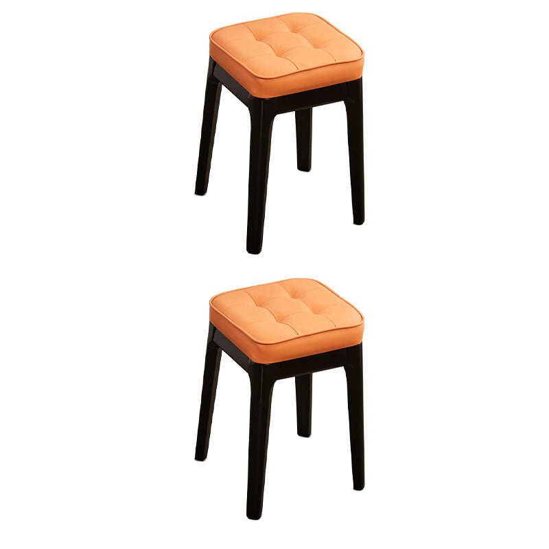 Contemporary Leather Standard Square Standard with Black/Brown/Grey Legs for Home Orange 2 Piece Set Black Clearhalo 'furn' 'furn_ottomans_poufs' 'Furniture' 'Living Room Furniture' 'Ottomans & Poufs' 'ottomans_poufs' 7587537