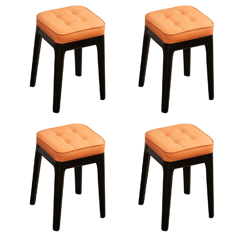 Contemporary Leather Standard Square Standard with Black/Brown/Grey Legs for Home Orange 4 Piece Set Black Clearhalo 'furn' 'furn_ottomans_poufs' 'Furniture' 'Living Room Furniture' 'Ottomans & Poufs' 'ottomans_poufs' 7587538