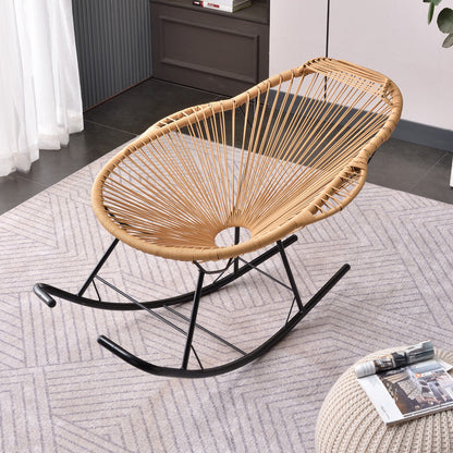 Simple Style Lounge Leisure Chaise Rocking Chair Home Iron Lazy Chair Brown Non-Upholstered Clearhalo 'Chairs & Seating' 'furn' 'furn_rocking_chairs' 'Furniture' 'Living Room Furniture' 'Rocking Chairs' 'rocking_chairs' 7587544
