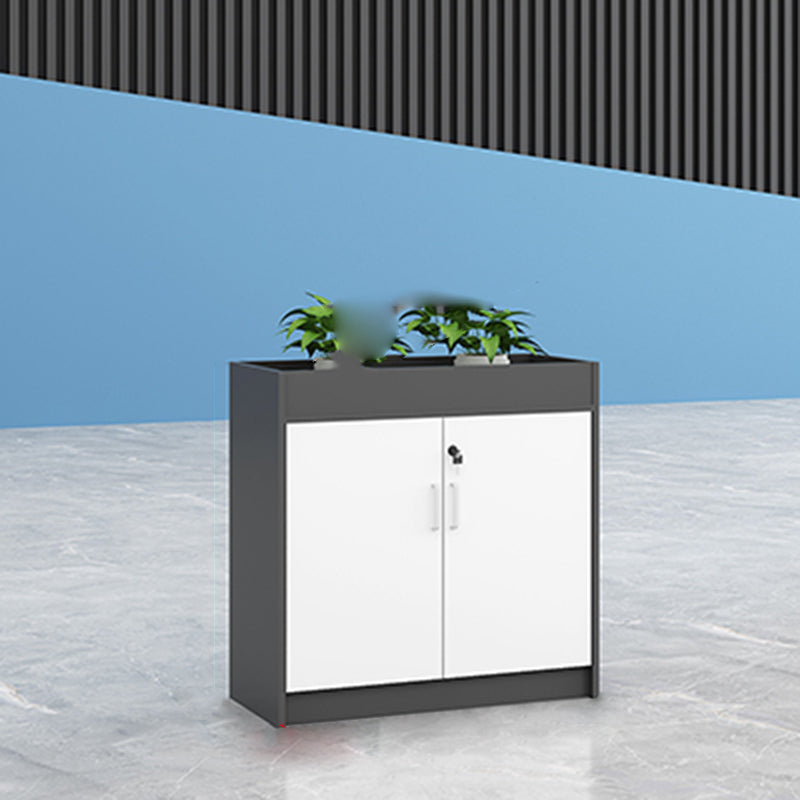 Modern Lateral Cabinet Wooden Frame Key Locking File Cabinet 31"L x 12"W x 31"H Gray-White Clearhalo 'Filing Cabinets' 'filling_cabinets' 'furn' 'furn_filling_cabinets' 'Furniture' 'Office Furniture' 7587672