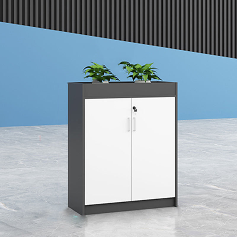 Modern Lateral Cabinet Wooden Frame Key Locking File Cabinet 31.5"L x 11.8"W x 39.4"H Gray-White Clearhalo 'Filing Cabinets' 'filling_cabinets' 'furn' 'furn_filling_cabinets' 'Furniture' 'Office Furniture' 7587674