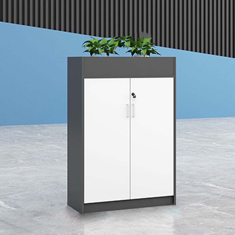 Modern Lateral Cabinet Wooden Frame Key Locking File Cabinet 31"L x 12"W x 47"H Gray-White Clearhalo 'Filing Cabinets' 'filling_cabinets' 'furn' 'furn_filling_cabinets' 'Furniture' 'Office Furniture' 7587676