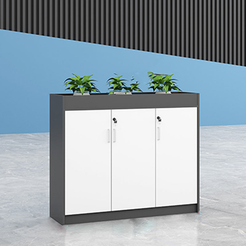 Modern Lateral Cabinet Wooden Frame Key Locking File Cabinet 47.2"L x 11.8"W x 39.4"H Gray-White Clearhalo 'Filing Cabinets' 'filling_cabinets' 'furn' 'furn_filling_cabinets' 'Furniture' 'Office Furniture' 7587679