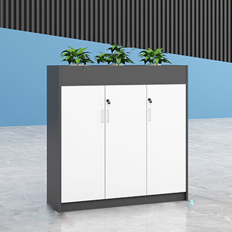 Modern Lateral Cabinet Wooden Frame Key Locking File Cabinet 47.2"L x 11.8"W x 47.2"H Gray-White Clearhalo 'Filing Cabinets' 'filling_cabinets' 'furn' 'furn_filling_cabinets' 'Furniture' 'Office Furniture' 7587680