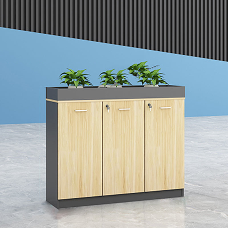 Modern Lateral Cabinet Wooden Frame Key Locking File Cabinet 47.2"L x 11.8"W x 39.4"H Gray-Yellow Clearhalo 'Filing Cabinets' 'filling_cabinets' 'furn' 'furn_filling_cabinets' 'Furniture' 'Office Furniture' 7587682