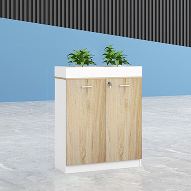 Modern Lateral Cabinet Wooden Frame Key Locking File Cabinet 31.5"L x 11.8"W x 39.4"H White-Yellow Clearhalo 'Filing Cabinets' 'filling_cabinets' 'furn' 'furn_filling_cabinets' 'Furniture' 'Office Furniture' 7587683