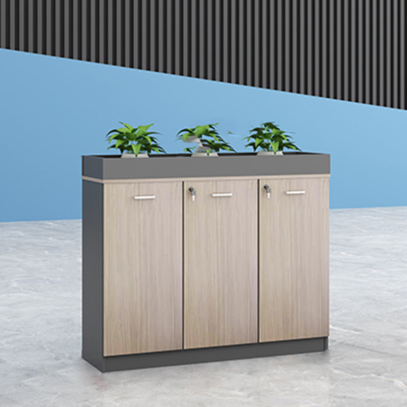 Modern Lateral Cabinet Wooden Frame Key Locking File Cabinet 47.2"L x 11.8"W x 39.4"H Beige Clearhalo 'Filing Cabinets' 'filling_cabinets' 'furn' 'furn_filling_cabinets' 'Furniture' 'Office Furniture' 7587687