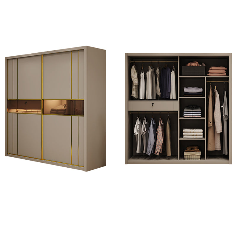 Modern Sliding Door Wardrobe Cabinet Bedroom Wooden Storage Armoire