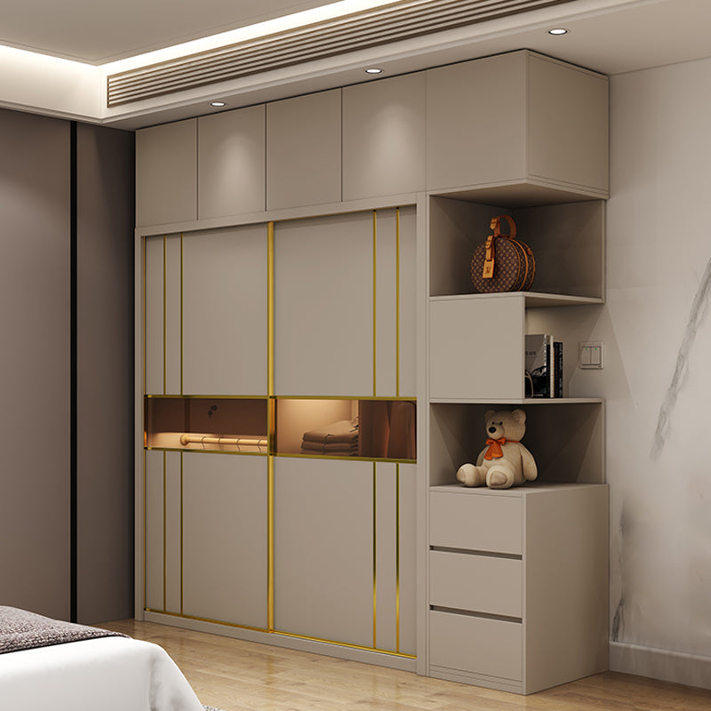 Modern Sliding Door Wardrobe Cabinet Bedroom Wooden Storage Armoire