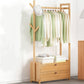 Contemporary Style Wardrobe Armoire Bamboo Armoire with Clothes Rail for Home