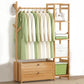 Contemporary Style Wardrobe Armoire Bamboo Armoire with Clothes Rail for Home