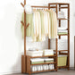 Contemporary Style Wardrobe Armoire Bamboo Armoire with Clothes Rail for Home