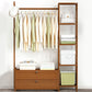 Contemporary Style Wardrobe Armoire Bamboo Armoire with Clothes Rail for Home