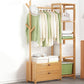 Contemporary Style Wardrobe Armoire Bamboo Armoire with Clothes Rail for Home