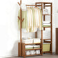 Contemporary Style Wardrobe Armoire Bamboo Armoire with Clothes Rail for Home
