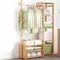 Contemporary Style Wardrobe Armoire Bamboo Armoire with Clothes Rail for Home