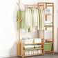 Contemporary Style Wardrobe Armoire Bamboo Armoire with Clothes Rail for Home