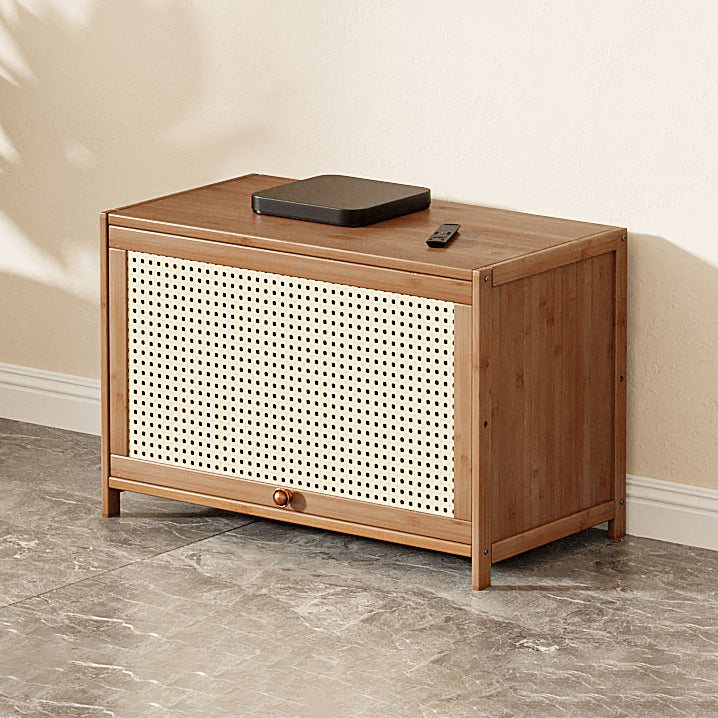 Console scandinave en bambou avec rangement fermé et portes
