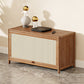 Console scandinave en bambou avec rangement fermé et portes