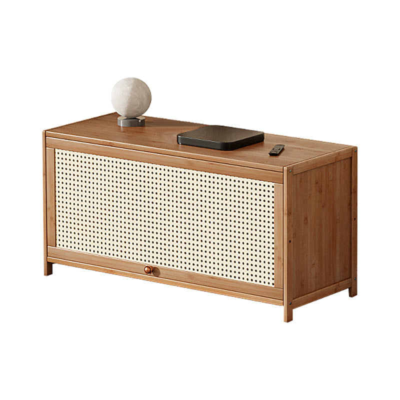 Console scandinave en bambou avec rangement fermé et portes