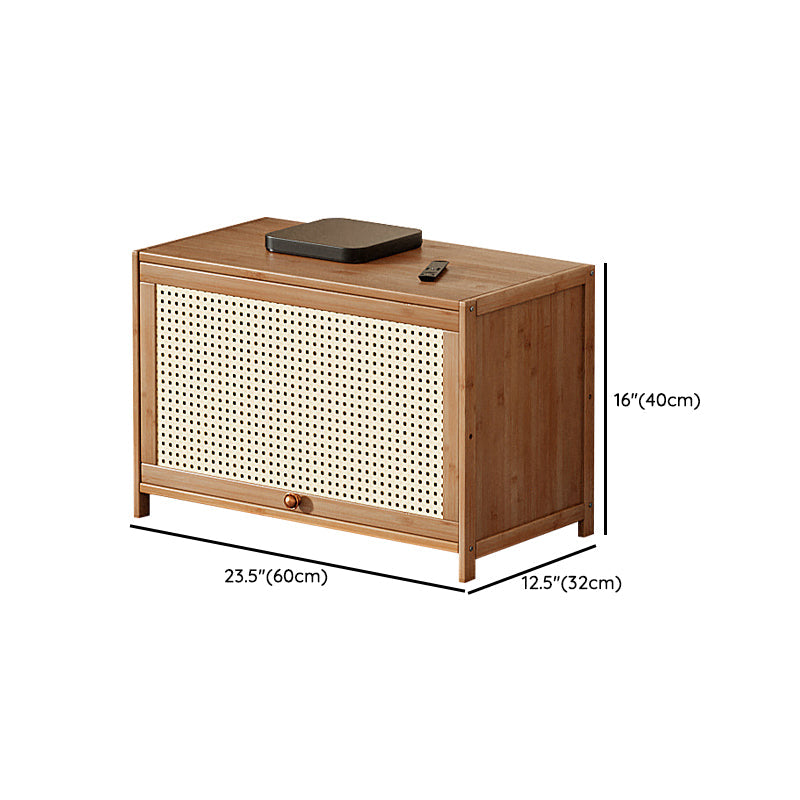 Console scandinave en bambou avec rangement fermé et portes