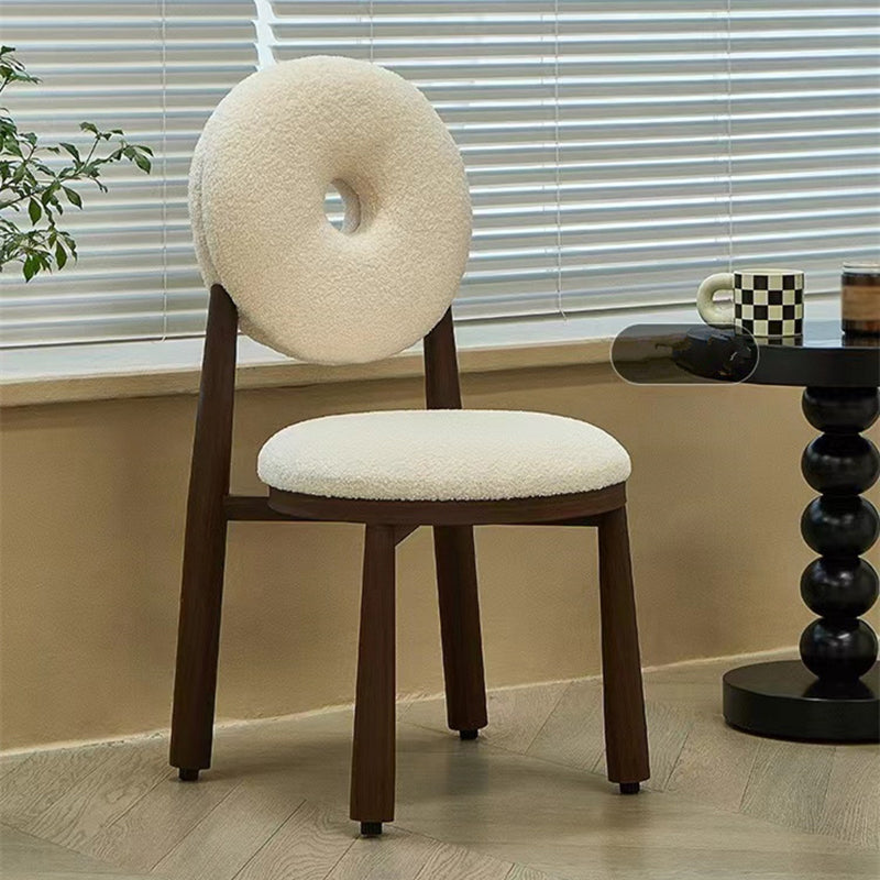Nordic Armless Backrest Cushion Chair with Wooden Legs for Dining Room