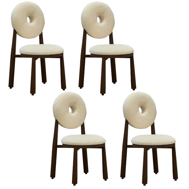 Nordic Armless Backrest Cushion Chair with Wooden Legs for Dining Room