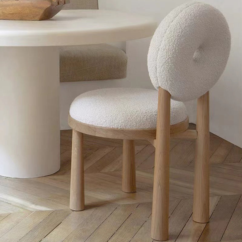 Nordic Armless Backrest Cushion Chair with Wooden Legs for Dining Room
