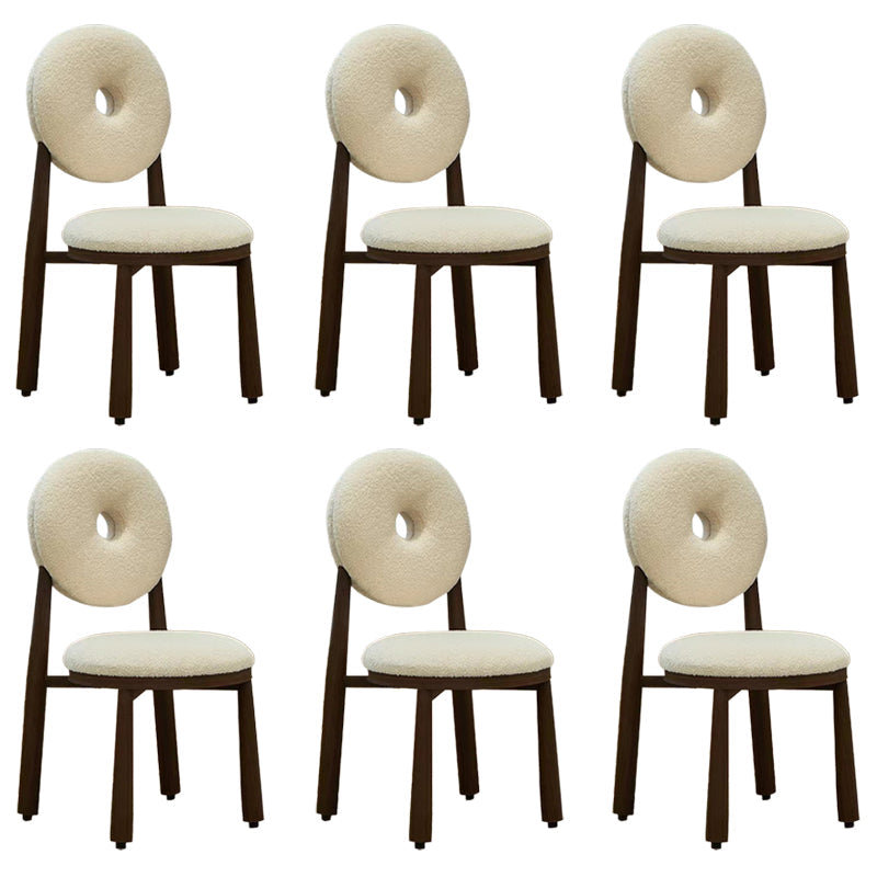 Nordic Armless Backrest Cushion Chair with Wooden Legs for Dining Room