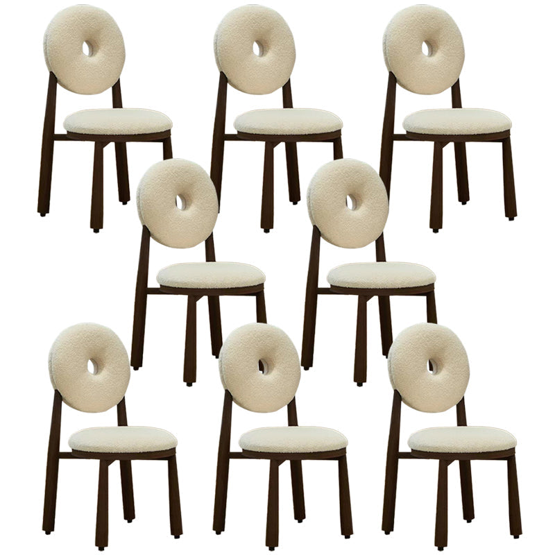 Nordic Armless Backrest Cushion Chair with Wooden Legs for Dining Room