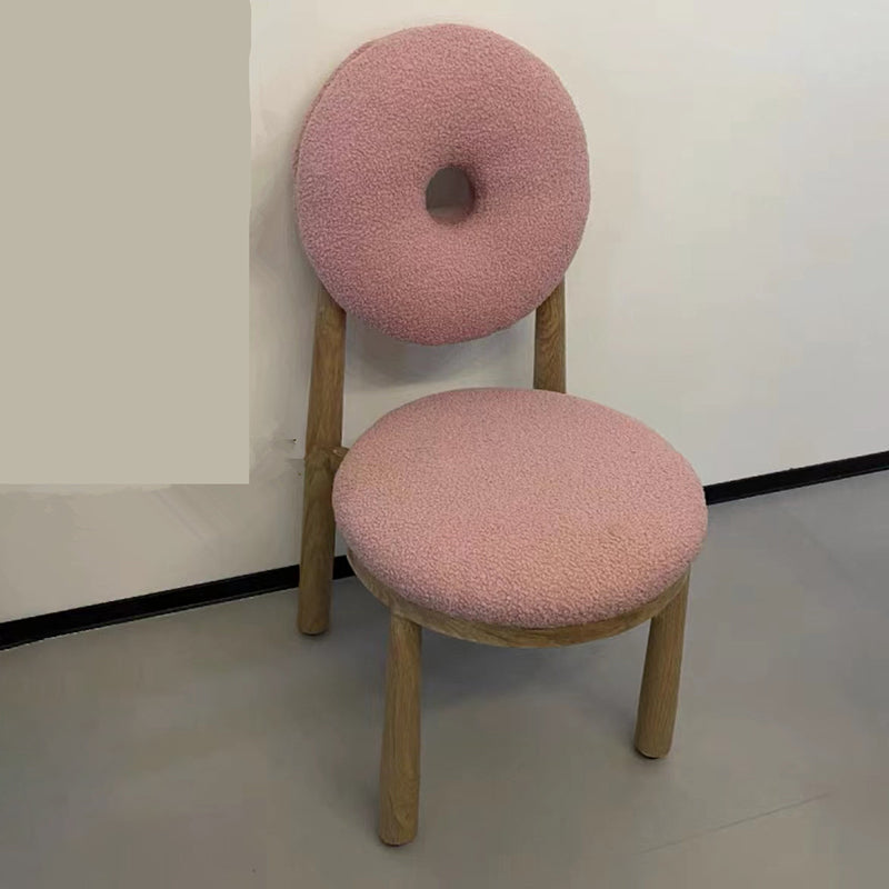 Nordic Armless Backrest Cushion Chair with Wooden Legs for Dining Room