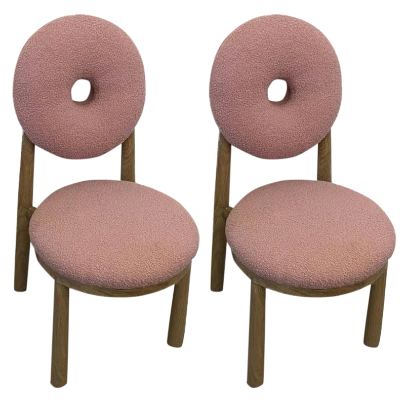 Nordic Armless Backrest Cushion Chair with Wooden Legs for Dining Room