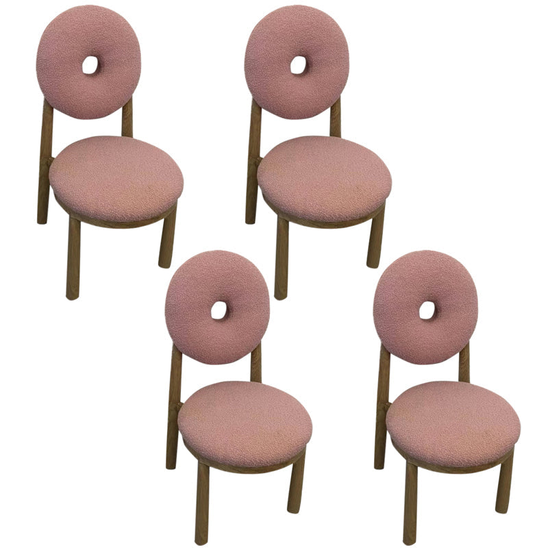 Nordic Armless Backrest Cushion Chair with Wooden Legs for Dining Room