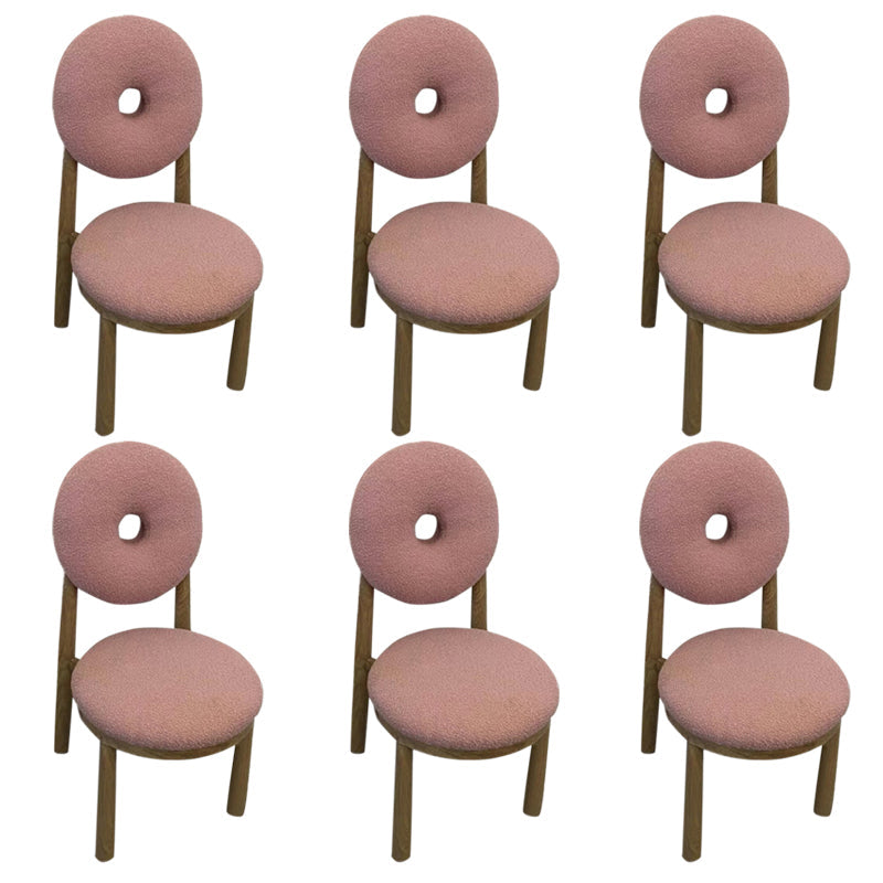 Nordic Armless Backrest Cushion Chair with Wooden Legs for Dining Room