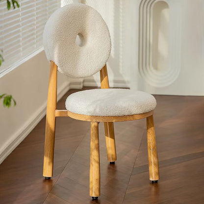 Nordic Armless Backrest Cushion Chair with Wooden Legs for Dining Room