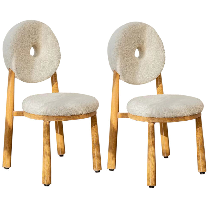 Nordic Armless Backrest Cushion Chair with Wooden Legs for Dining Room