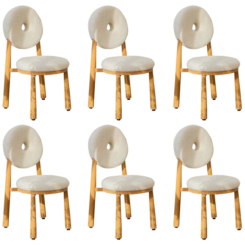 Nordic Armless Backrest Cushion Chair with Wooden Legs for Dining Room