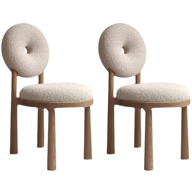 Nordic Armless Backrest Cushion Chair with Wooden Legs for Dining Room