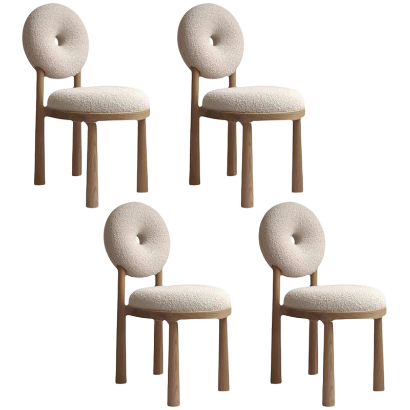 Nordic Armless Backrest Cushion Chair with Wooden Legs for Dining Room