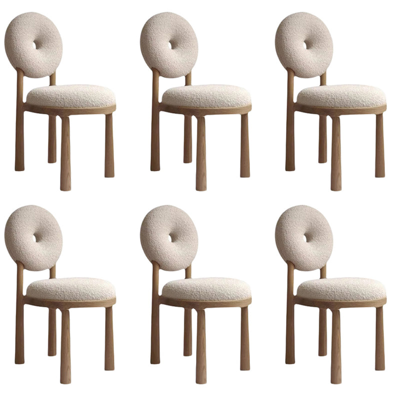 Nordic Armless Backrest Cushion Chair with Wooden Legs for Dining Room