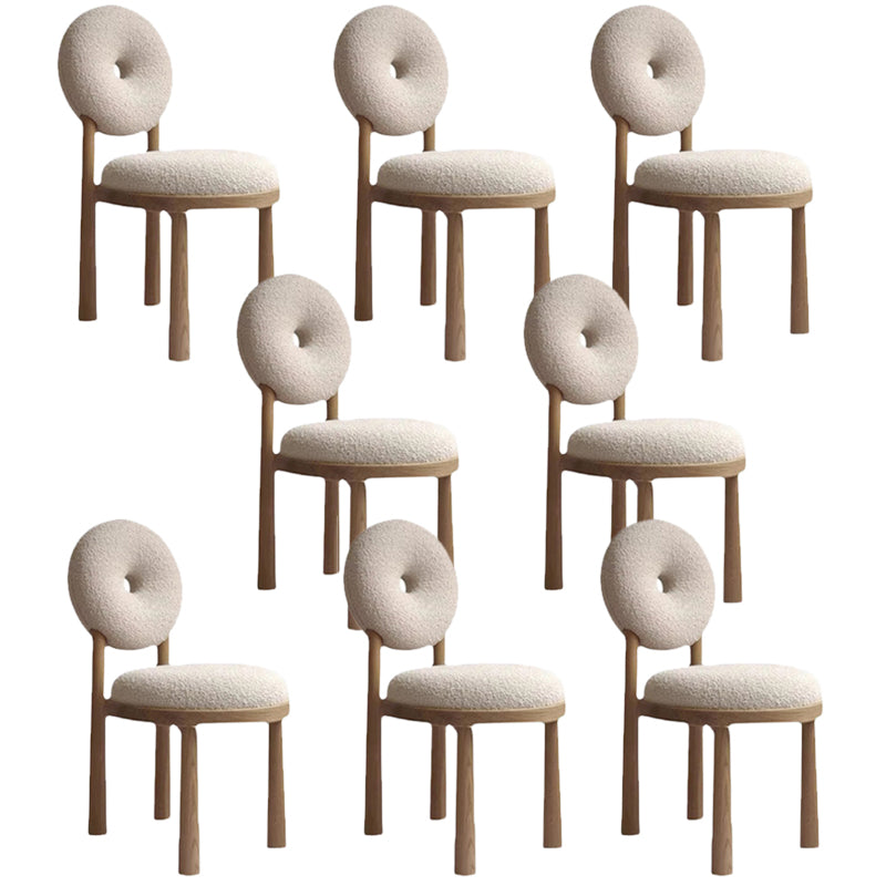Nordic Armless Backrest Cushion Chair with Wooden Legs for Dining Room