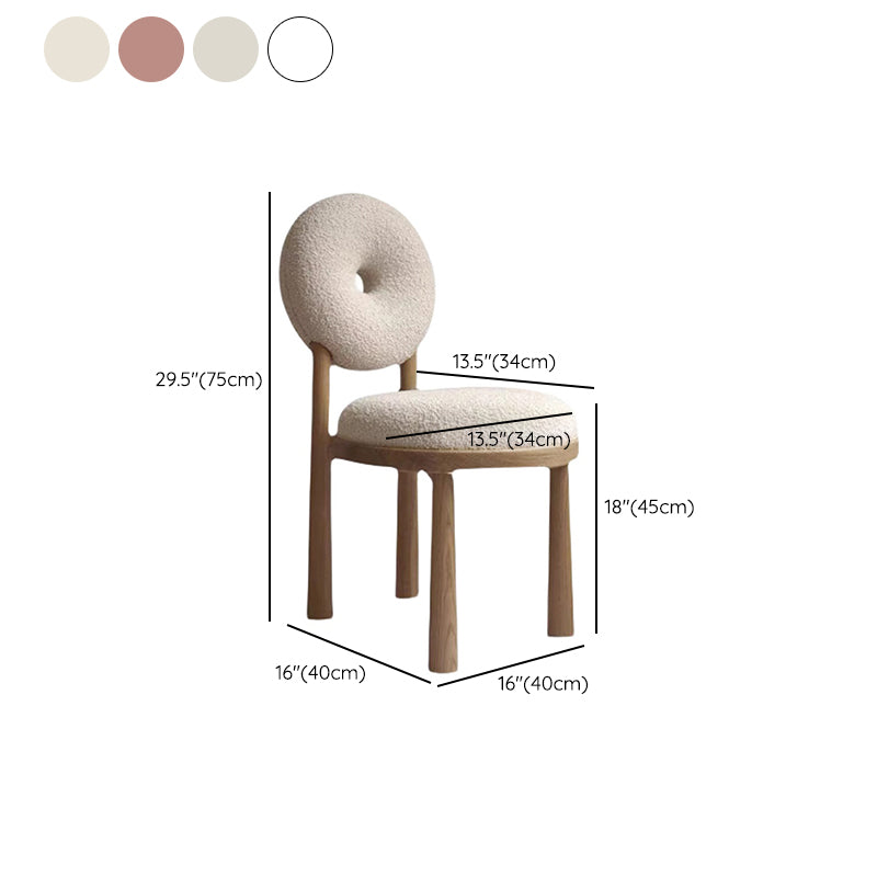Nordic Armless Backrest Cushion Chair with Wooden Legs for Dining Room