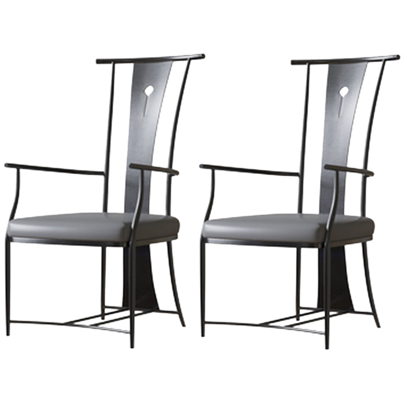 Modern Style Arm Chair Open Back Metal Dining Accent Chair for Home Black 2 Piece Set Clearhalo 'Dining Chairs' 'Dining Tables & Seating' 'dining_chair' 'furn' 'furn_dining_chair' 'Furniture' 'Kitchen & Dining Furniture' 7589241