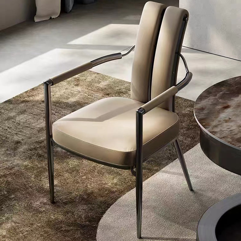 Modern Style Arm Chair Open Back Metal Dining Accent Chair for Home Clearhalo 'Dining Chairs' 'Dining Tables & Seating' 'dining_chair' 'furn' 'furn_dining_chair' 'Furniture' 'Kitchen & Dining Furniture' 7589242