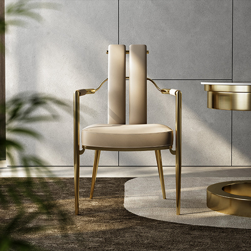 Modern Style Arm Chair Open Back Metal Dining Accent Chair for Home Clearhalo 'Dining Chairs' 'Dining Tables & Seating' 'dining_chair' 'furn' 'furn_dining_chair' 'Furniture' 'Kitchen & Dining Furniture' 7589243